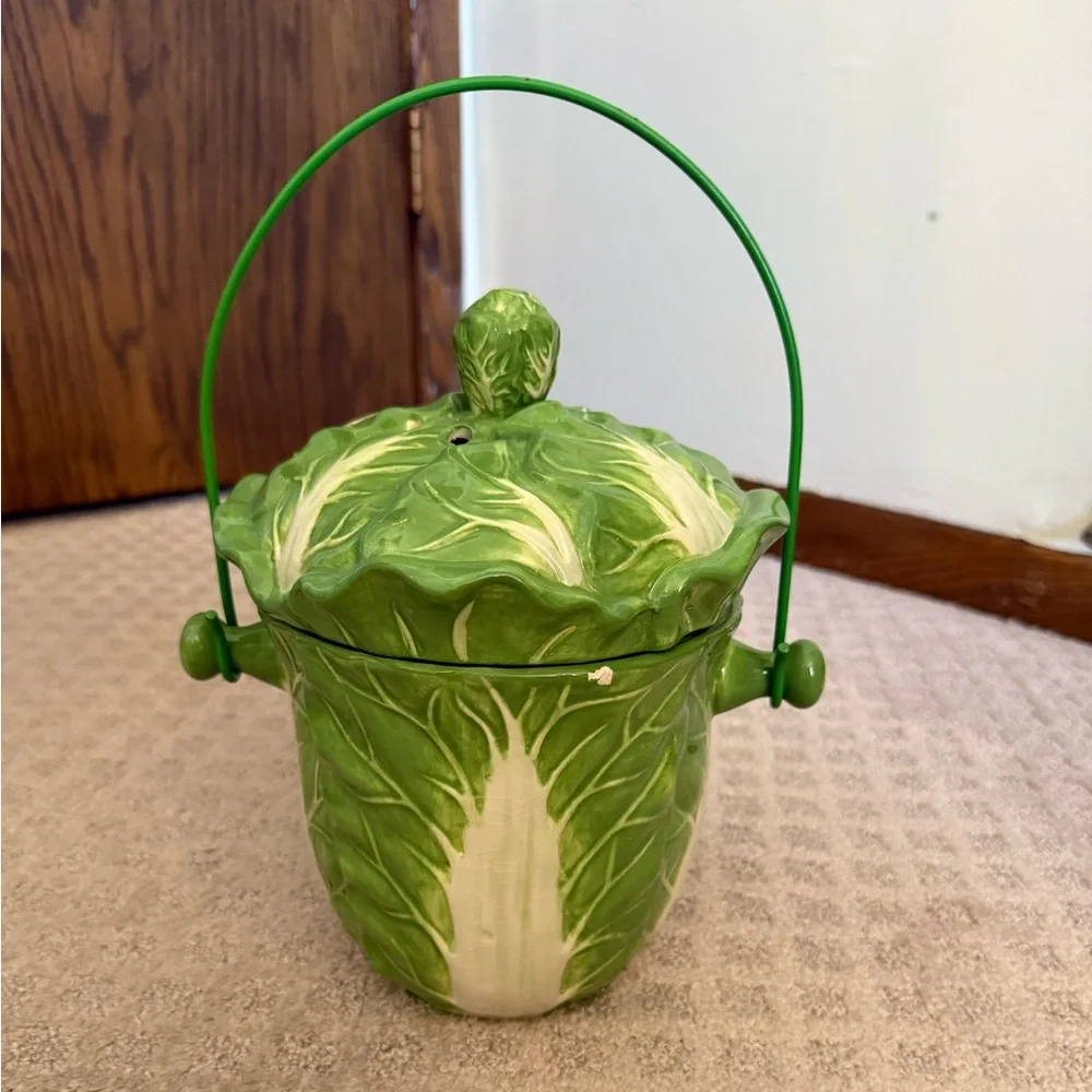 Ceramic Lettuce Compost Keeper Vintage Cabbage Composter Cottagecore Farmhouse